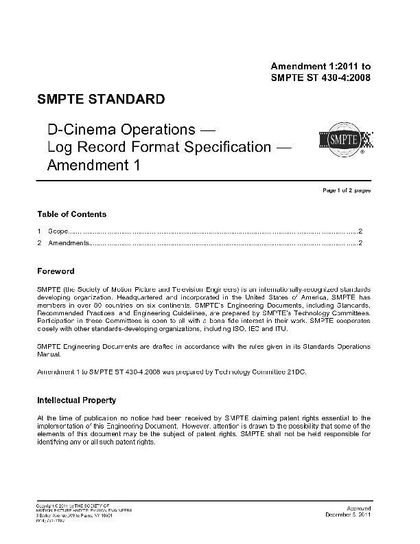 SMPTE ST 430-4-2008 Am1-2011