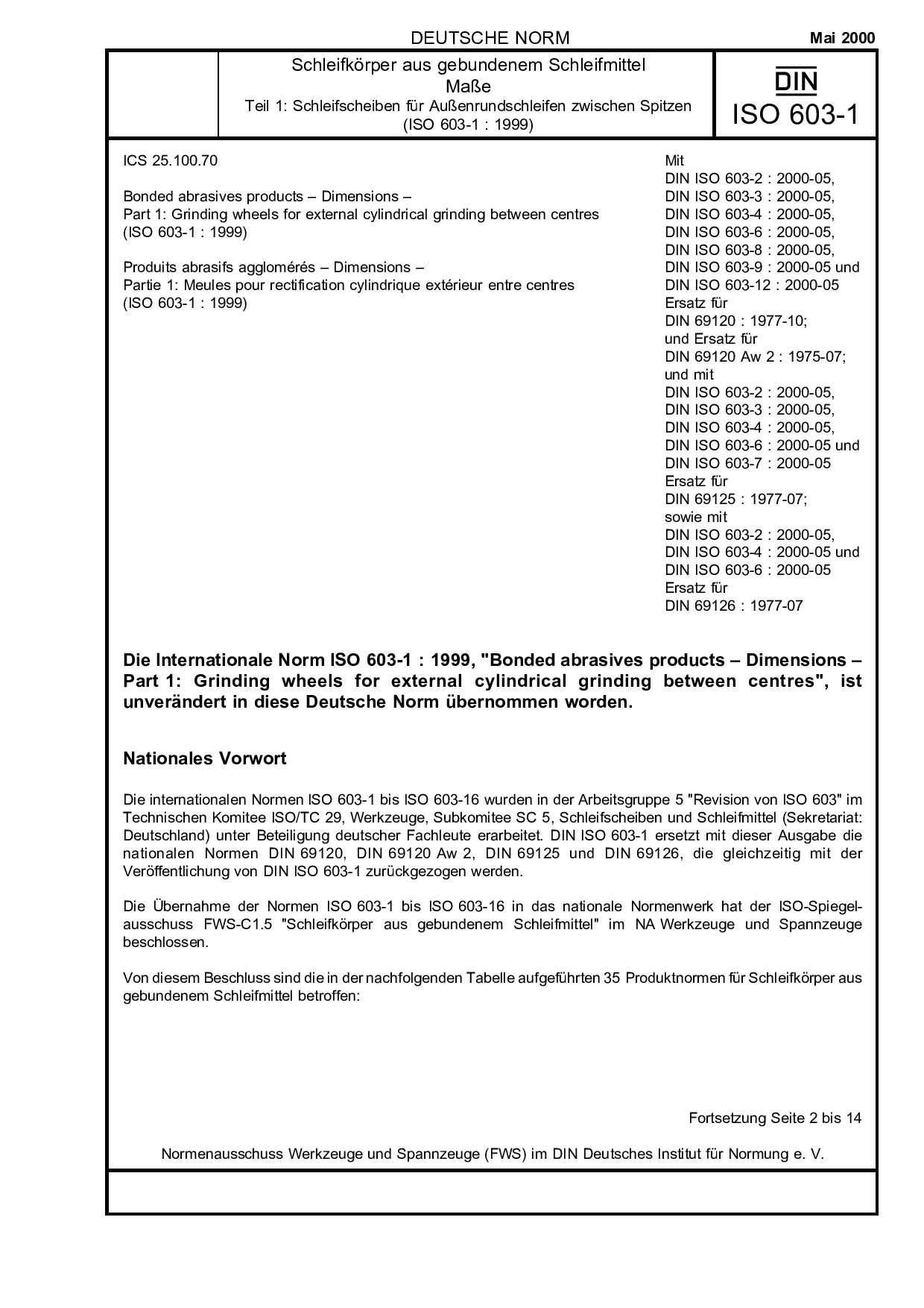 DIN ISO 603-1:2000-05封面图