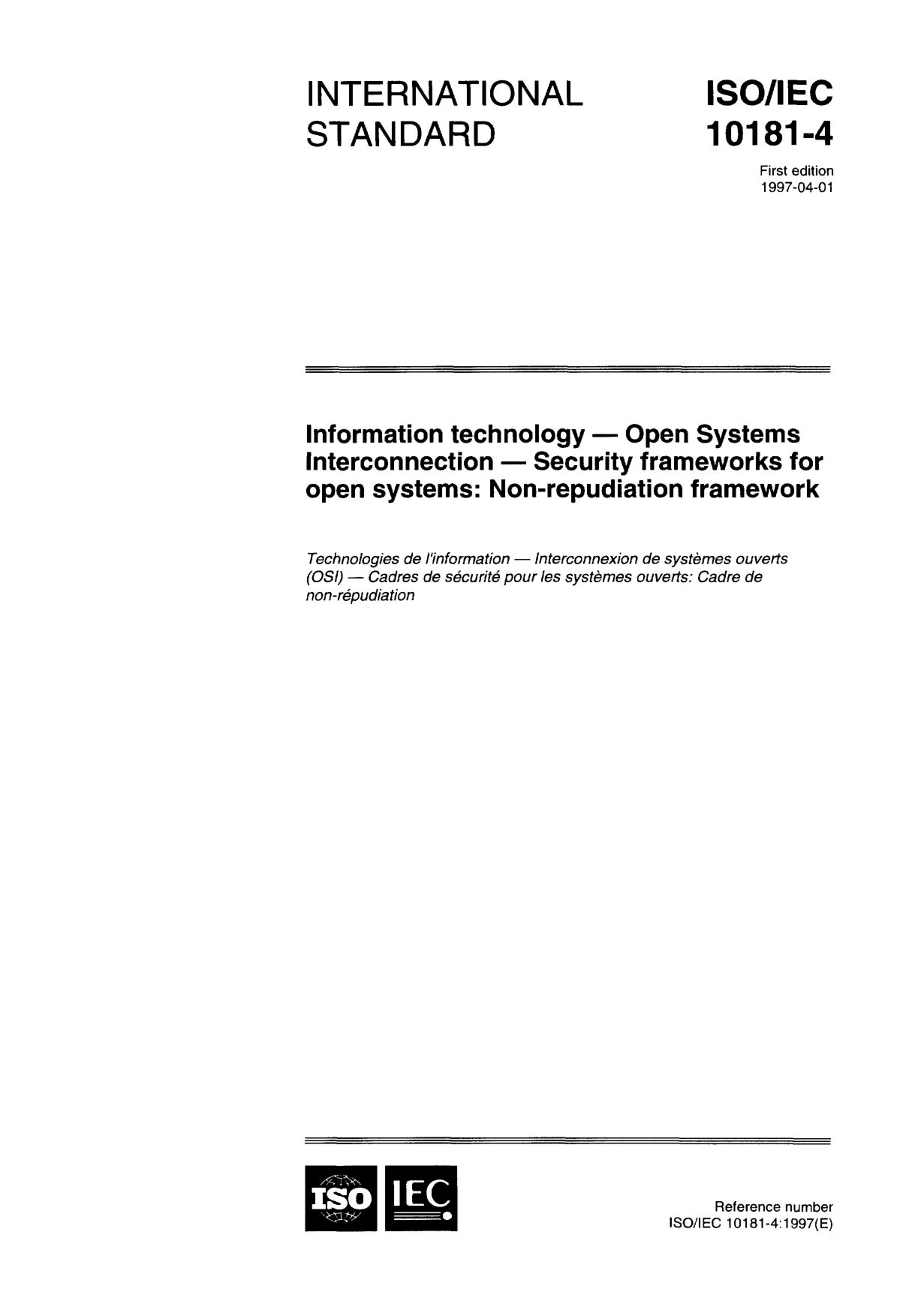 ISO/IEC 10181-4:1997封面图