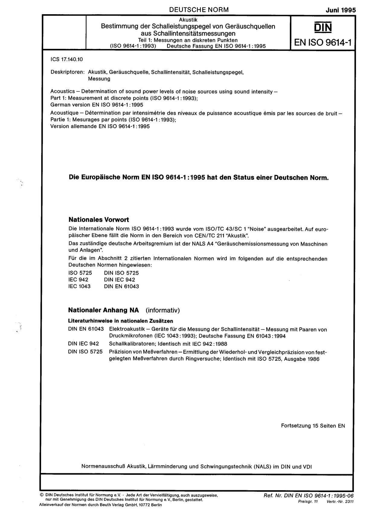 DIN EN ISO 9614-1:1995封面图