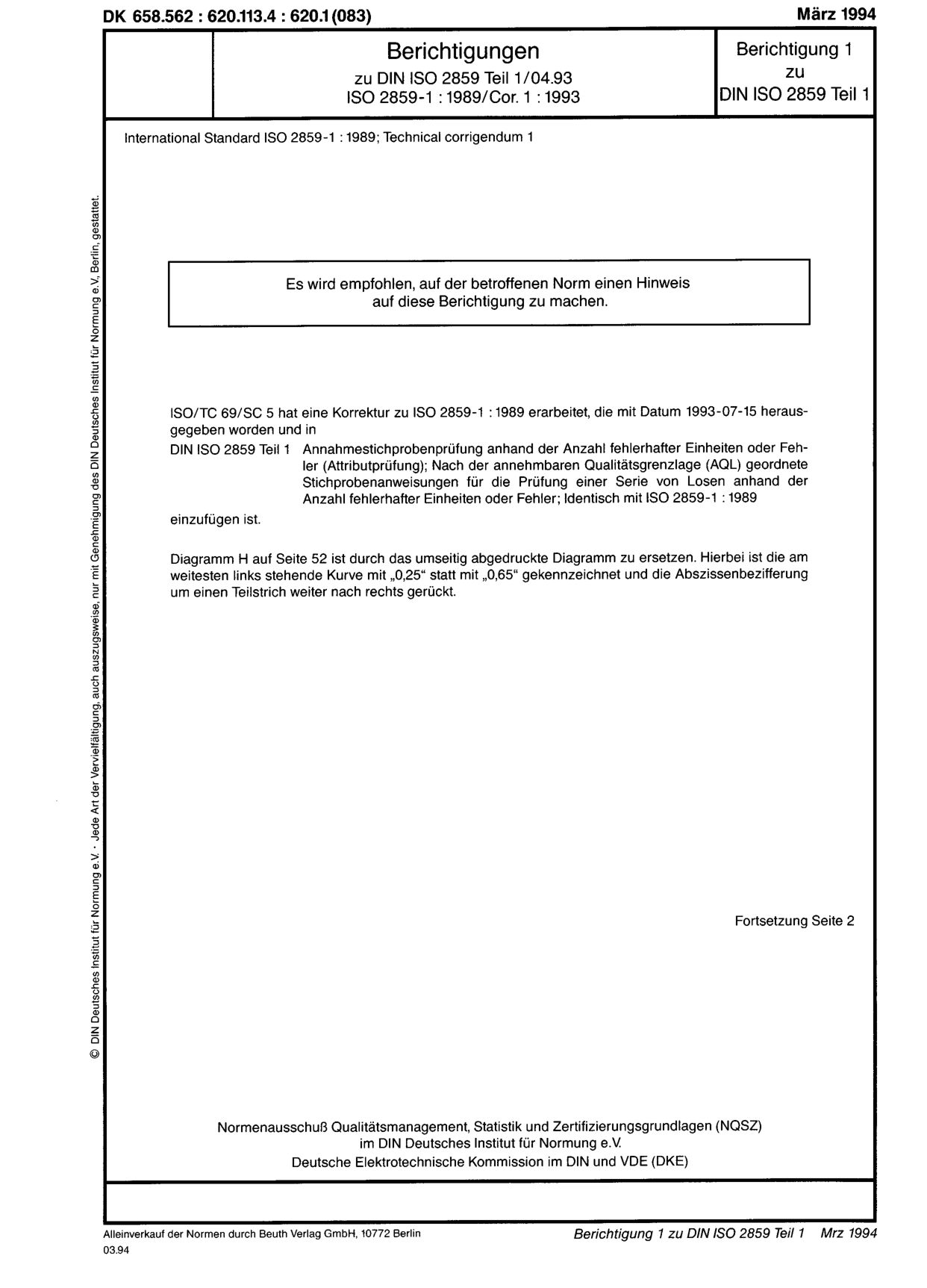 DIN ISO 2859-1 Berichtigung 1:1994-03封面图