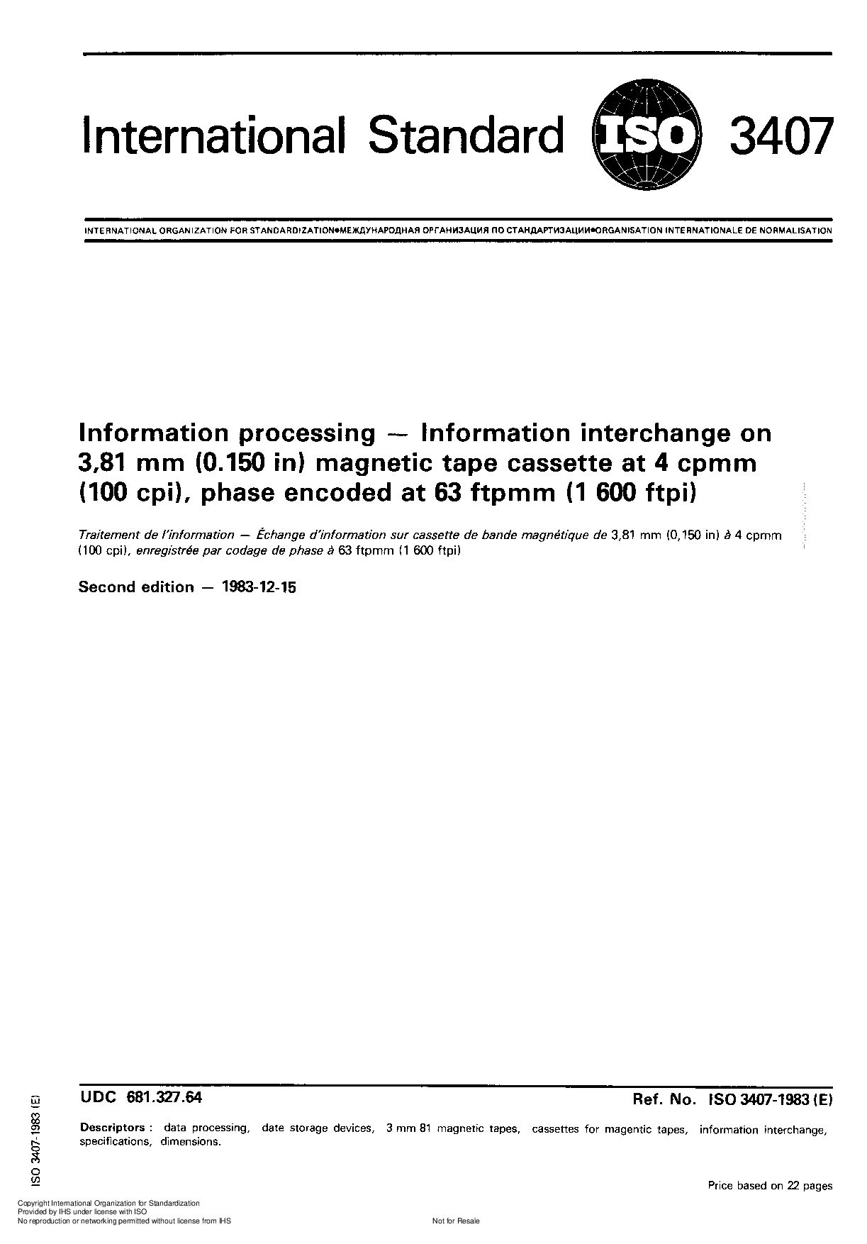 ISO 3407:1983封面图