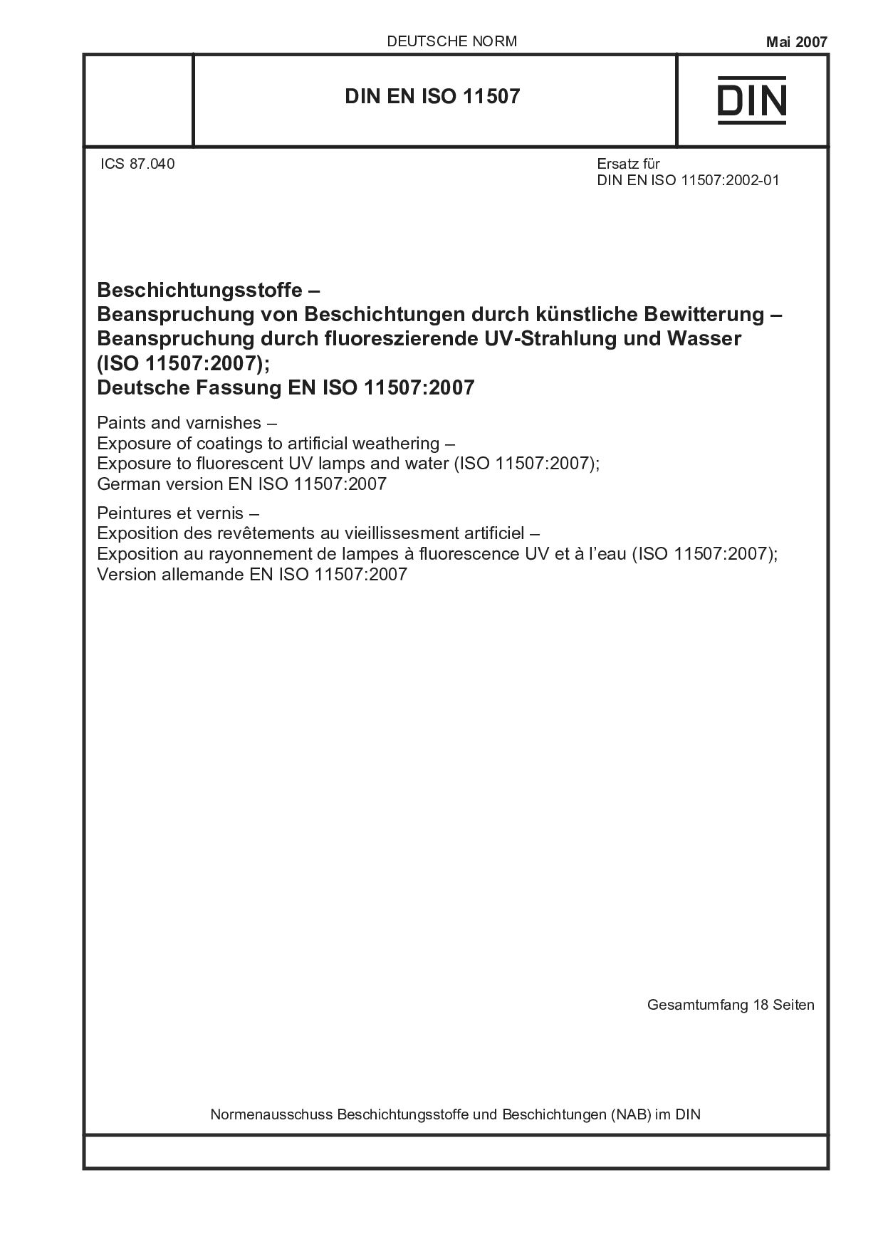 DIN EN ISO 11507:2007封面图