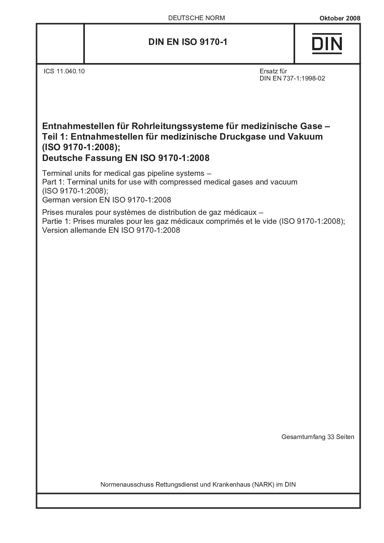 DIN EN ISO 9170-1:2008