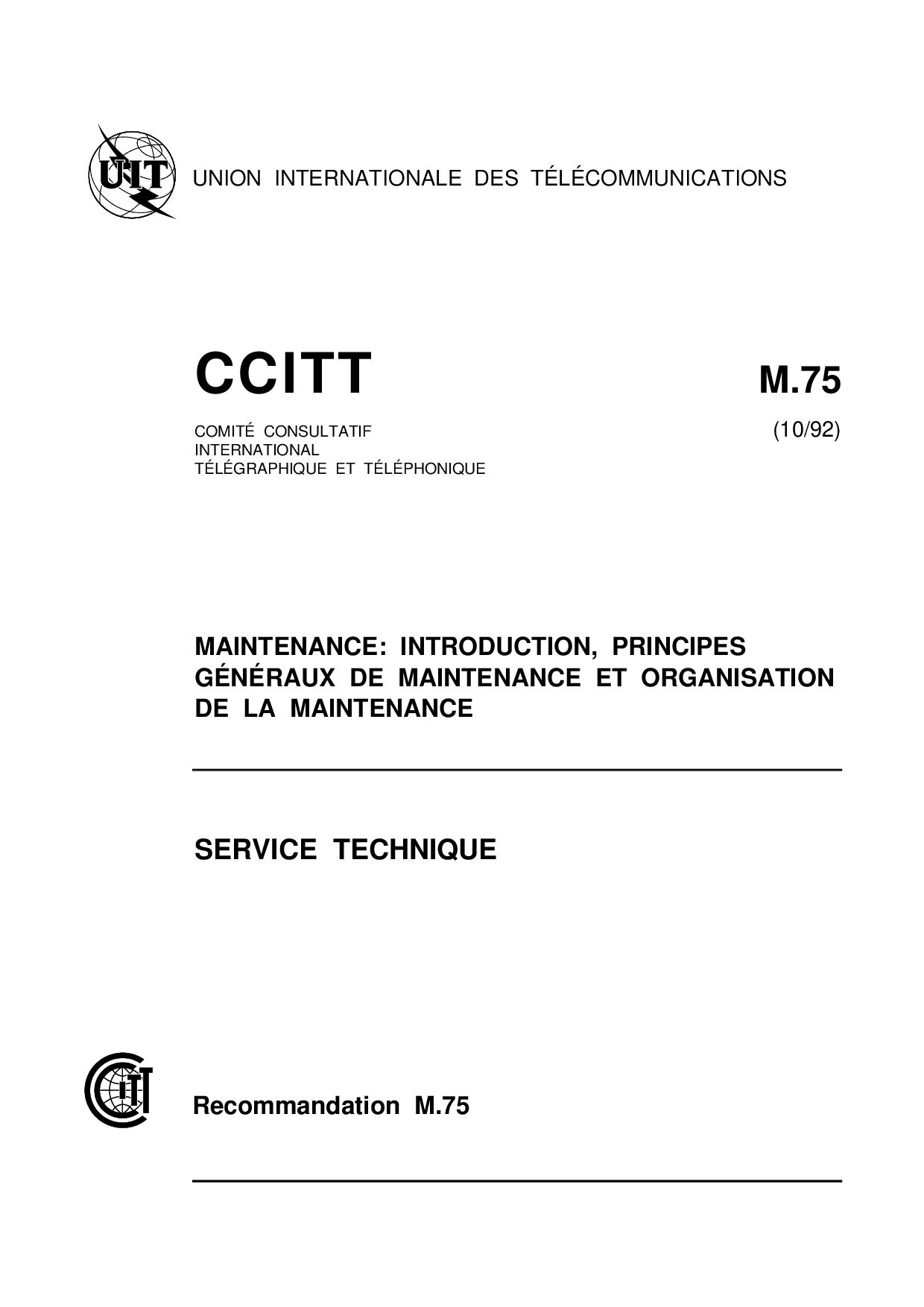 ITU-T M.75 FRENCH-1992