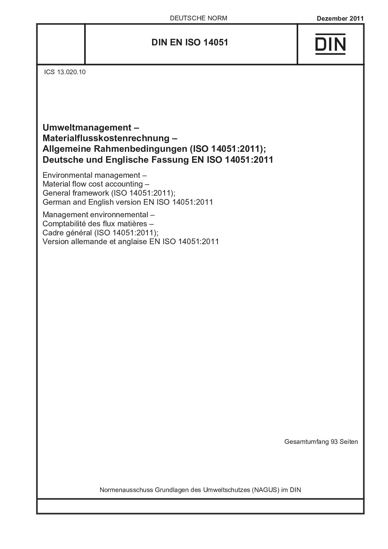 DIN EN ISO 14051:2011封面图