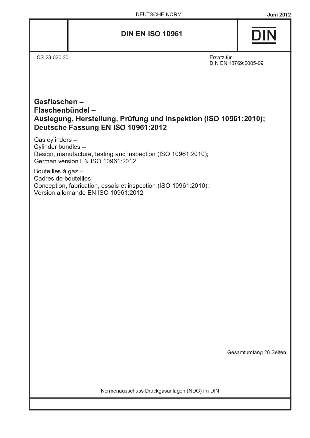DIN EN ISO 10961:2012封面图