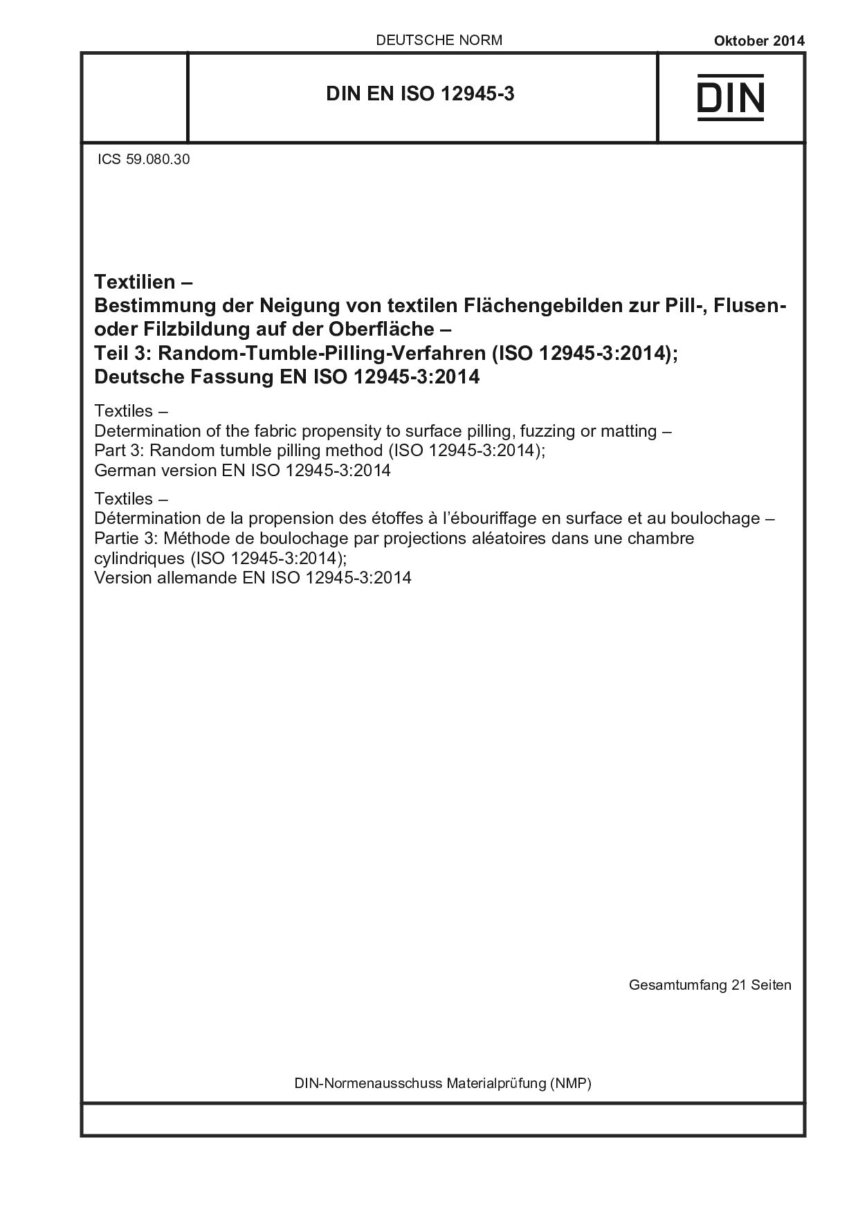 DIN EN ISO 12945-3:2014封面图