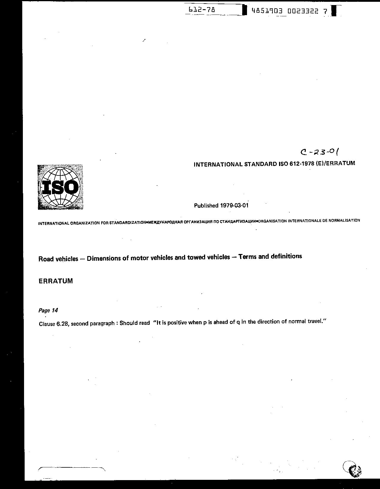 ISO 612:1978/Cor 1:1979封面图