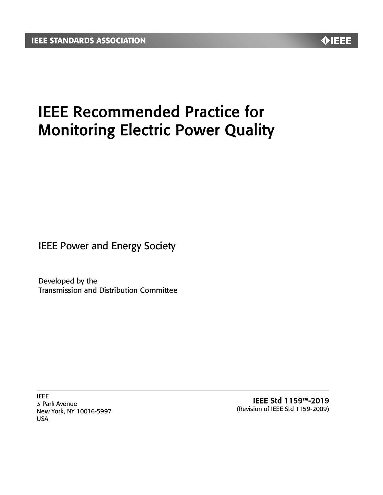 IEEE Std 1159-2019封面图