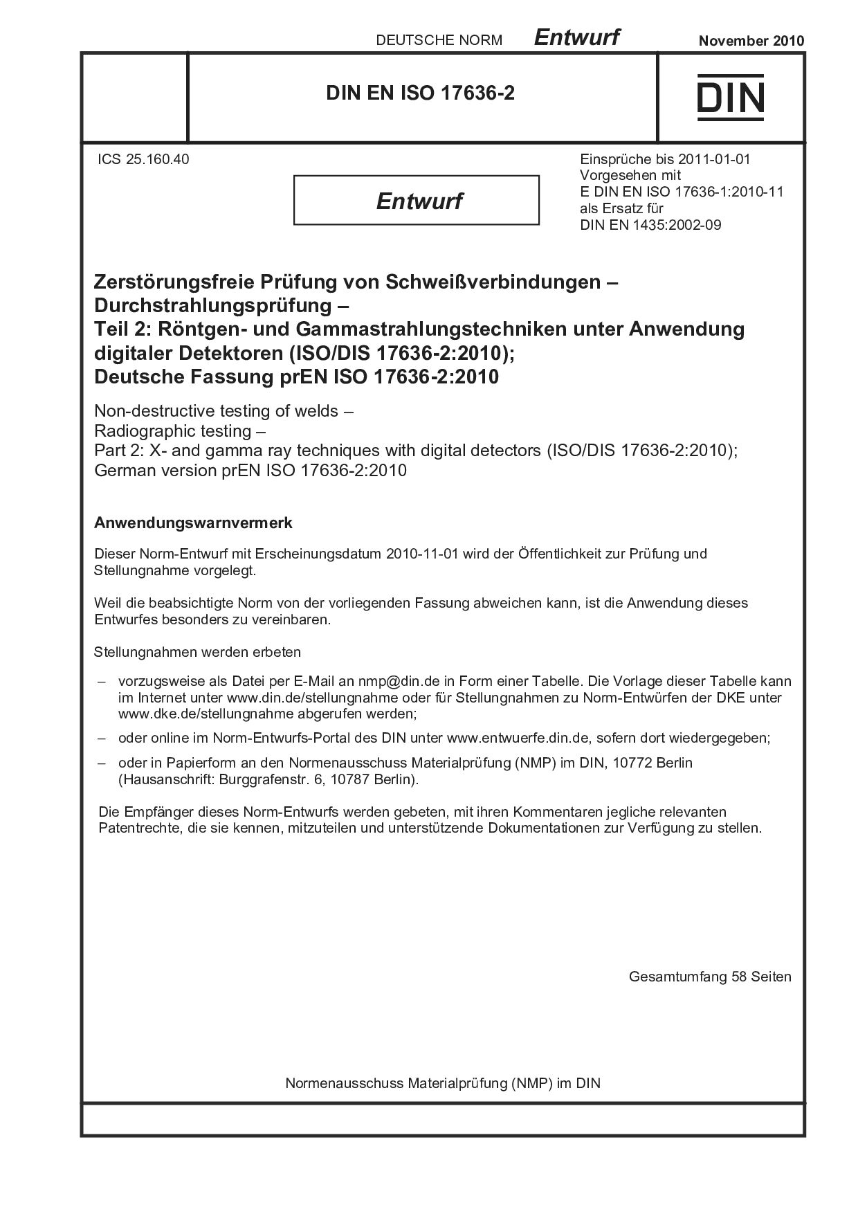 DIN EN ISO 17636-2 E:2010-11封面图