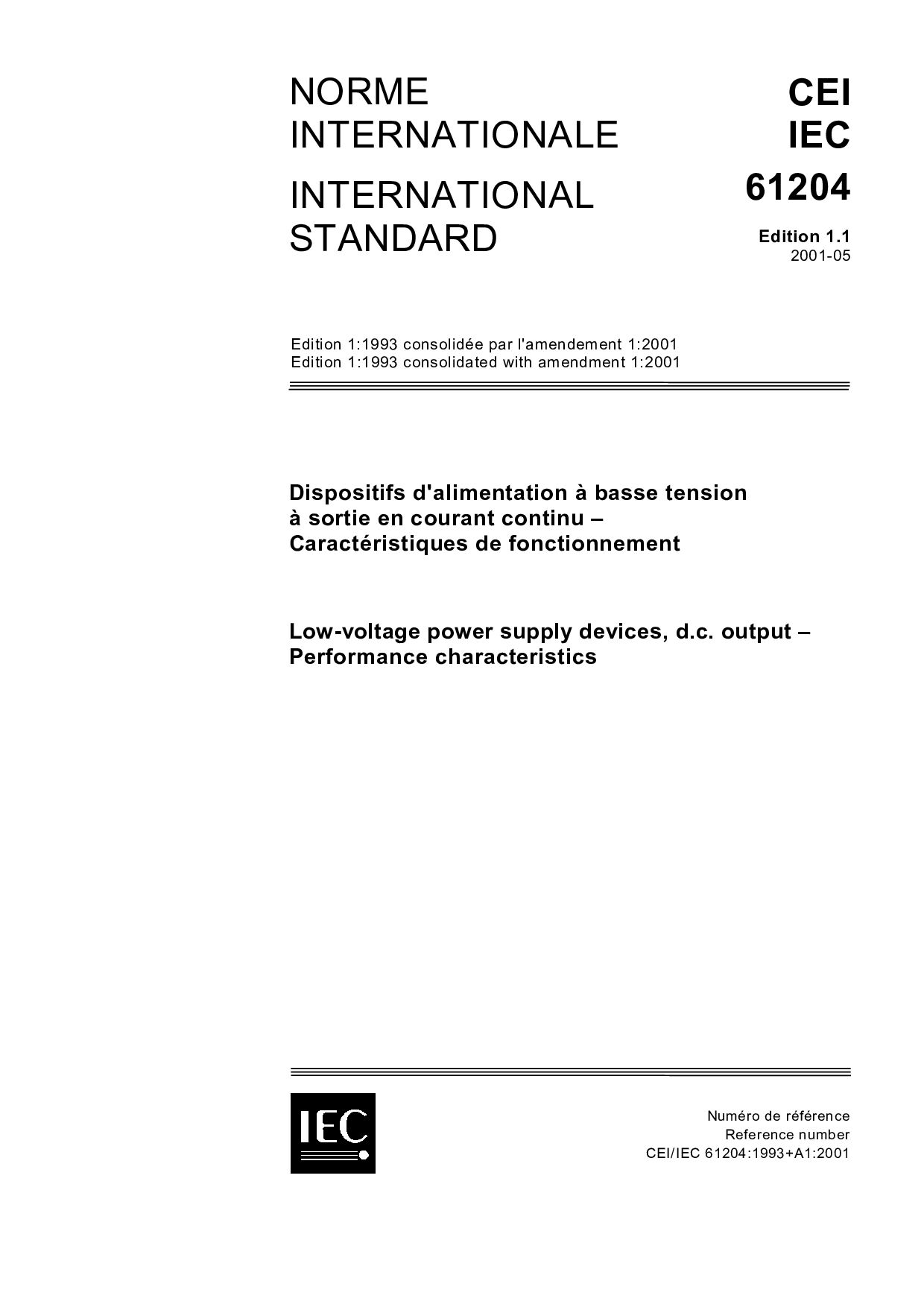 IEC 61204:2001封面图