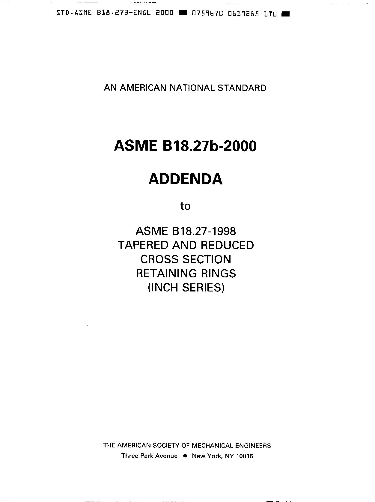 ASME B18.27-1998封面图