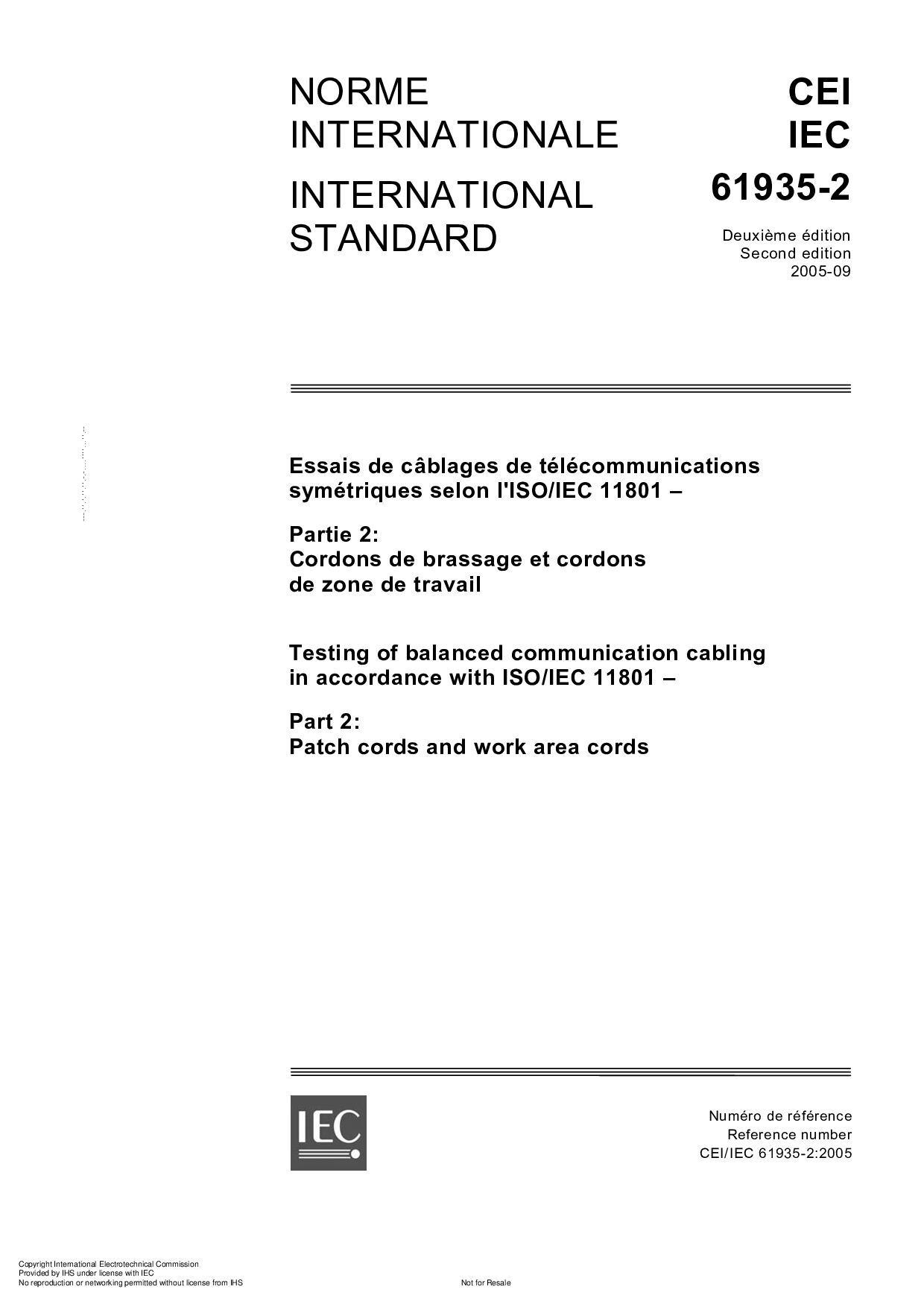 IEC 61935-2:2005封面图