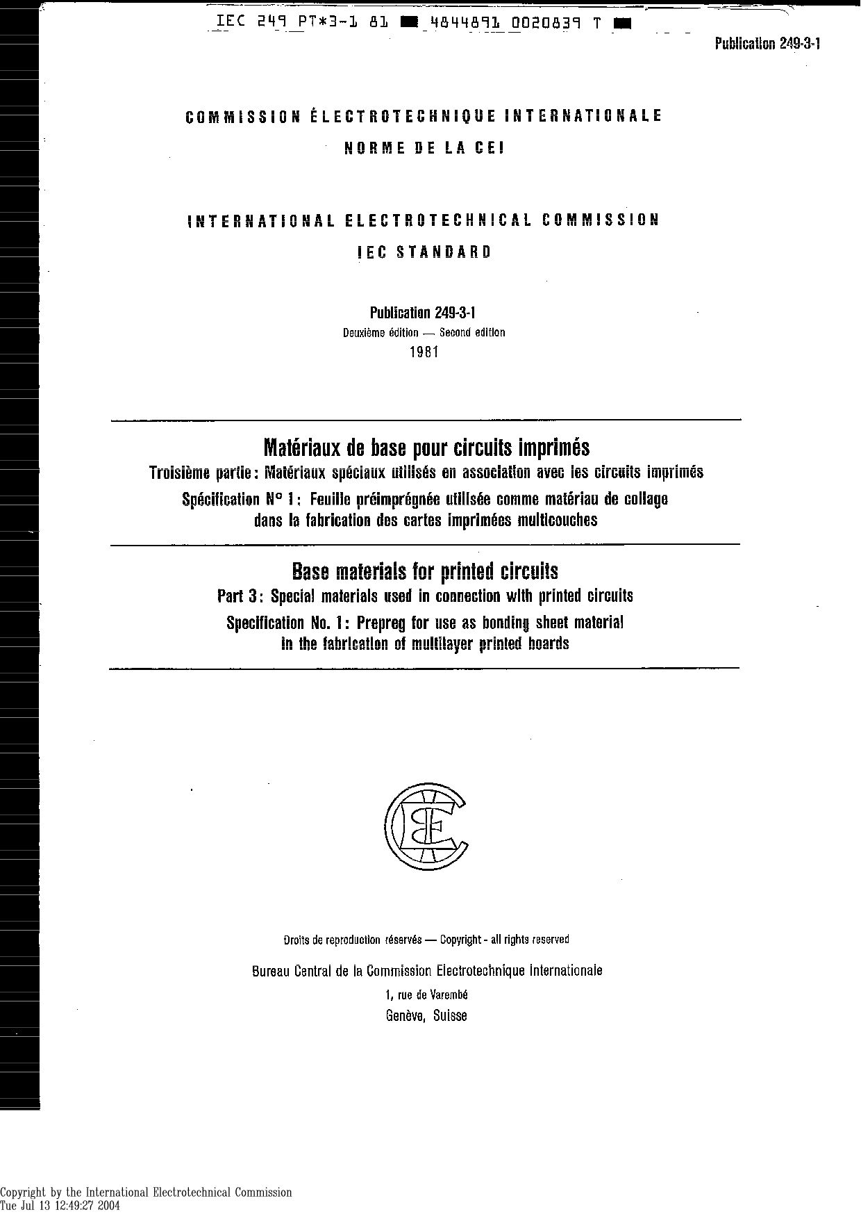 IEC 60249-3-1:1981封面图