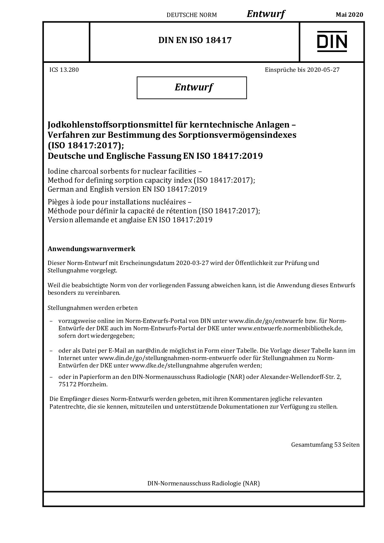 DIN EN ISO 18417 E:2020-05封面图