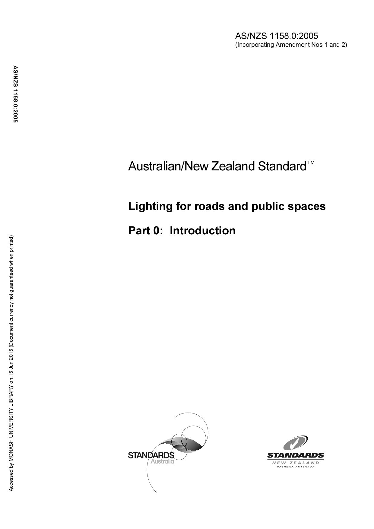 AS/NZS 1158.0:2005(R2010)封面图