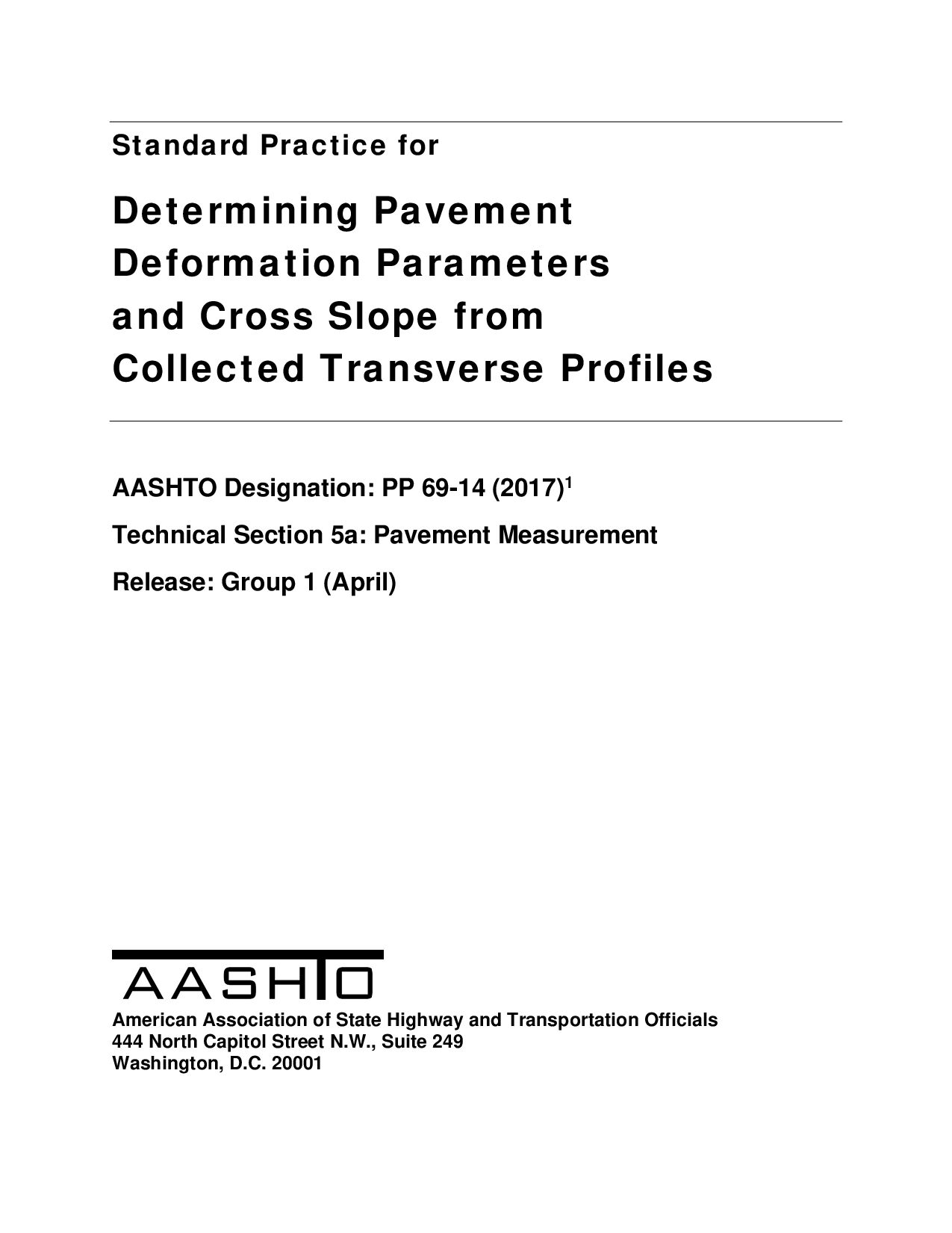 AASHTO PP 69-2014(R2017)封面图