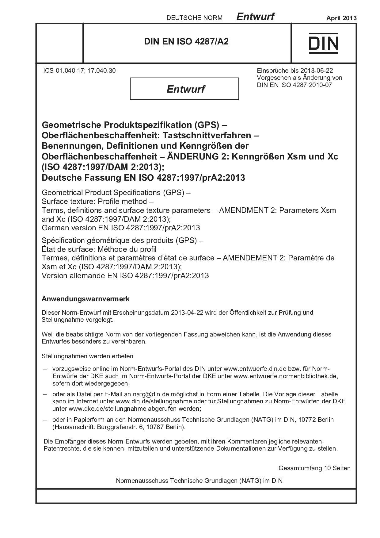 DIN EN ISO 4287 A2 E:2013-04封面图