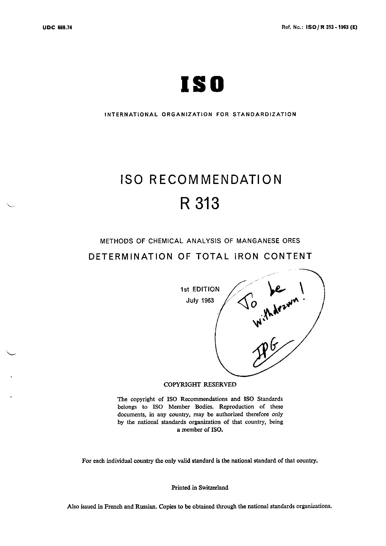 ISO/R 313:1963