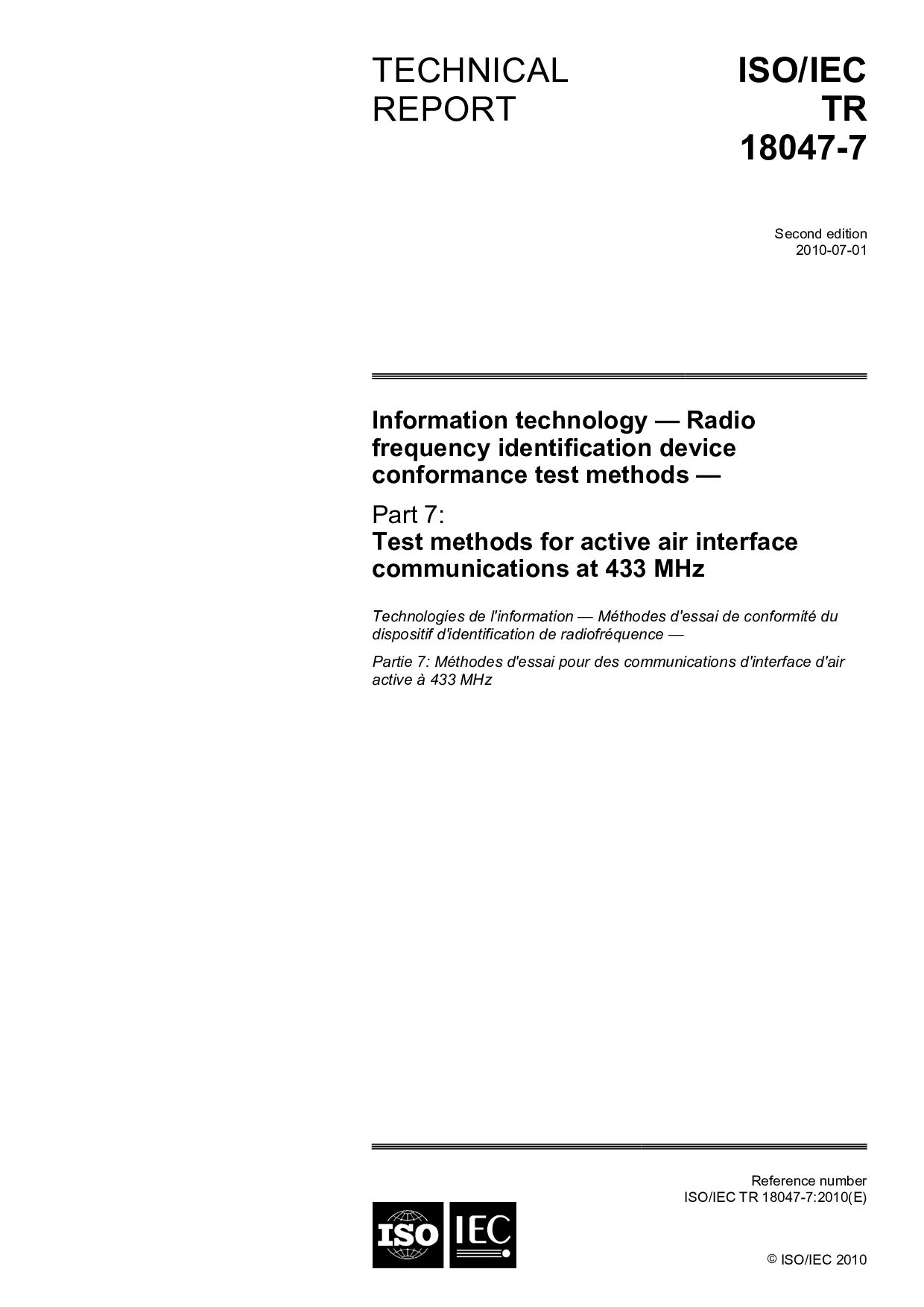 ISO/IEC TR 18047-7:2010封面图