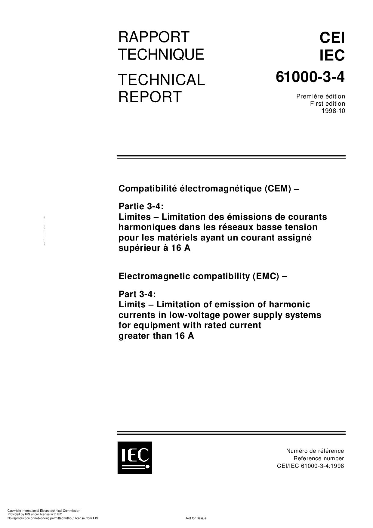 IEC TS 61000-3-4:1998封面图