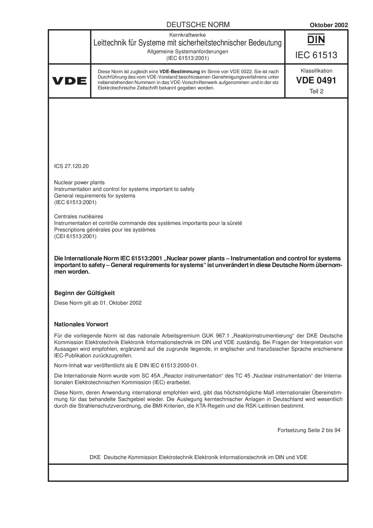 VDE 0491-2-2002*DIN IEC 61513:2002封面图