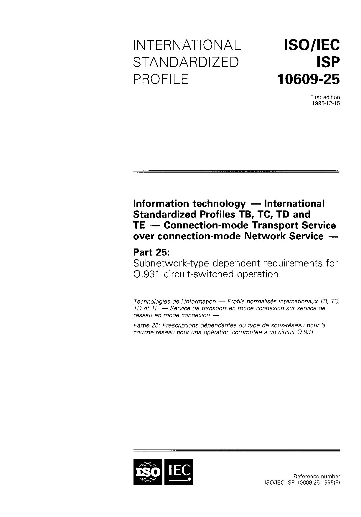 ISO/IEC ISP 10609-25:1995