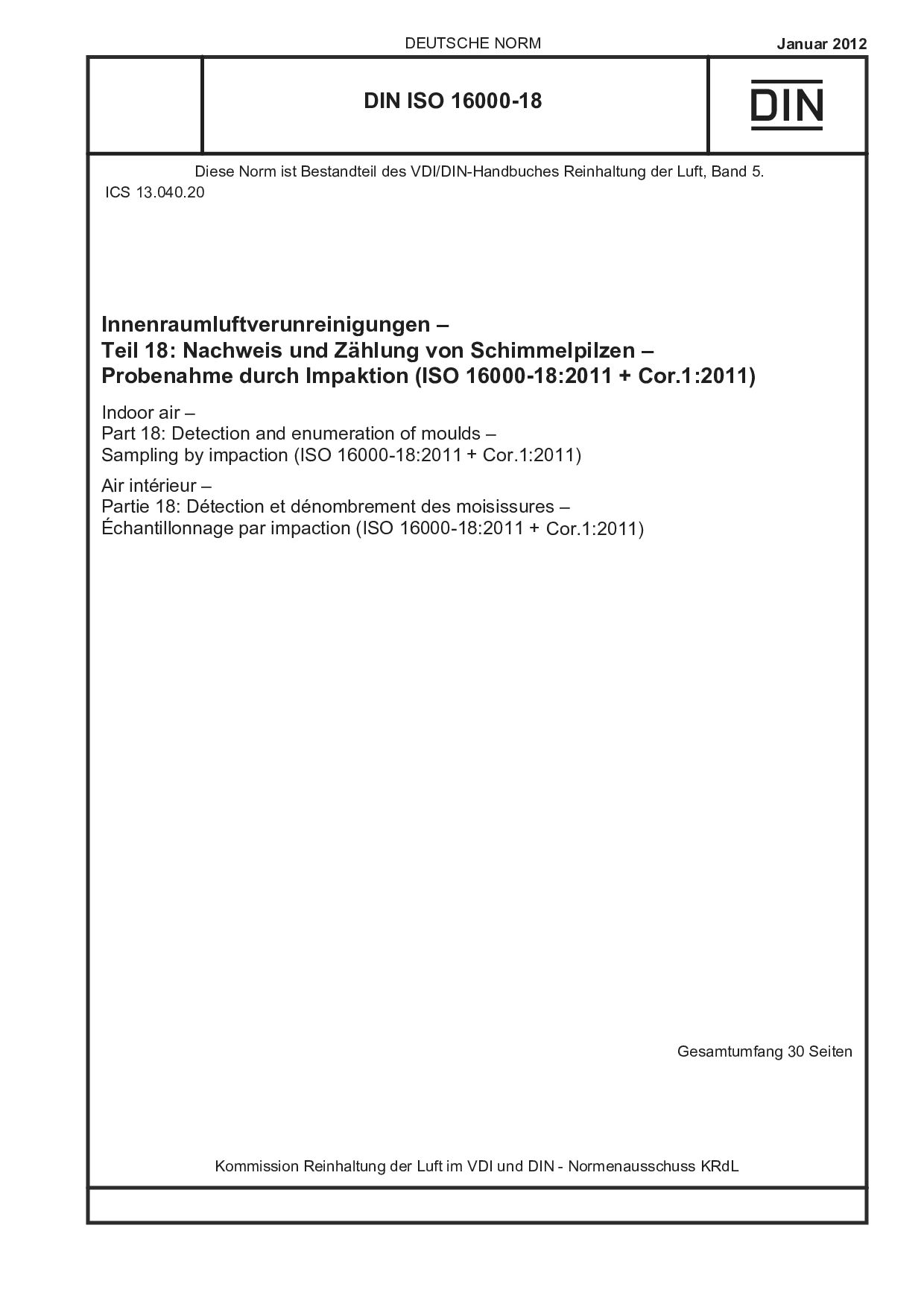 DIN ISO 16000-18:2012封面图