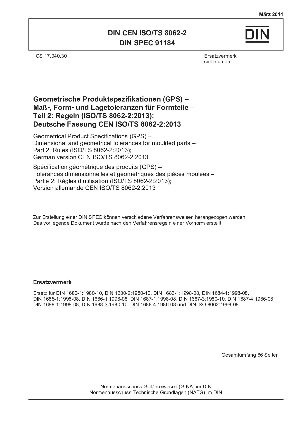 DIN CEN ISO/TS 8062-2:2014