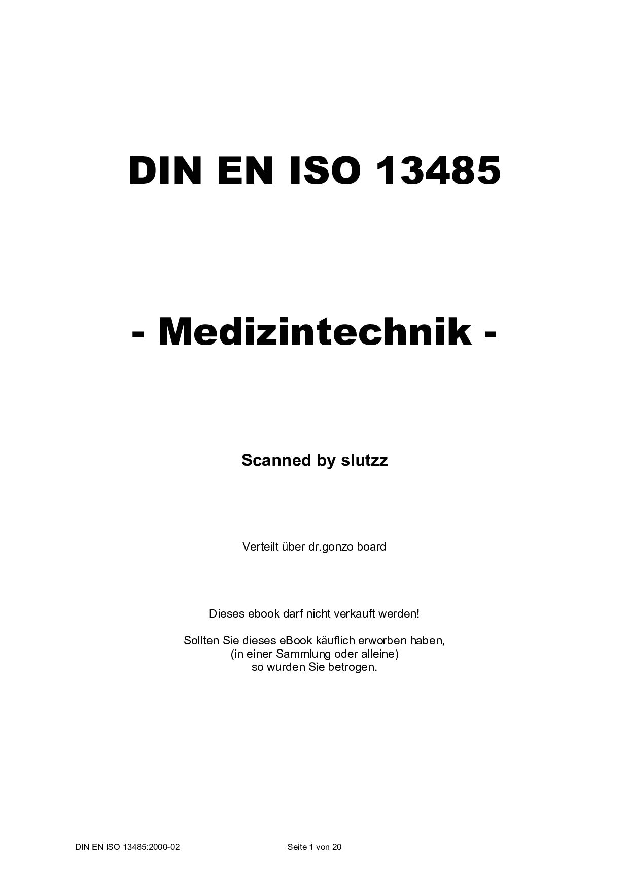 DIN EN ISO 13485:2001封面图