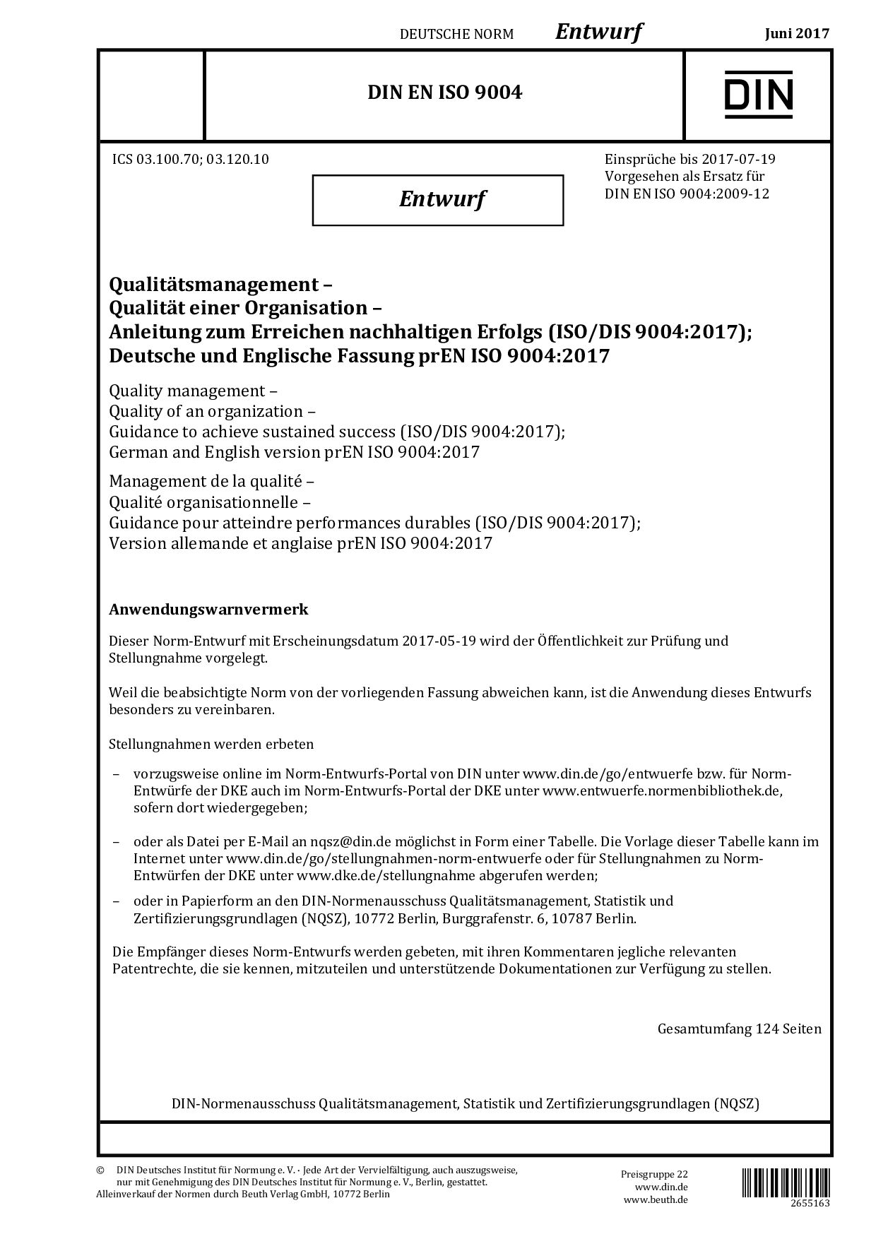DIN EN ISO 9004 E:2017-06