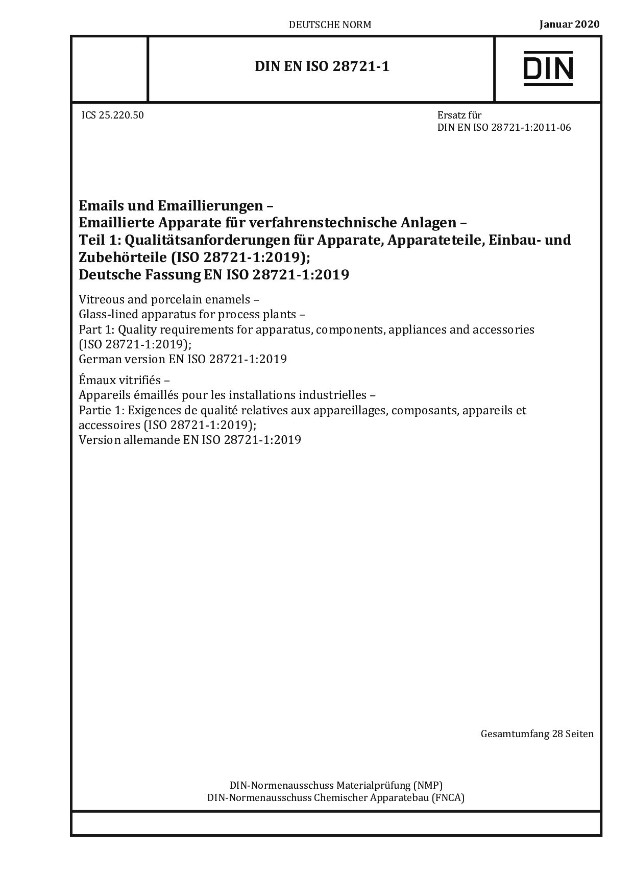 DIN EN ISO 28721-1:2020-01封面图