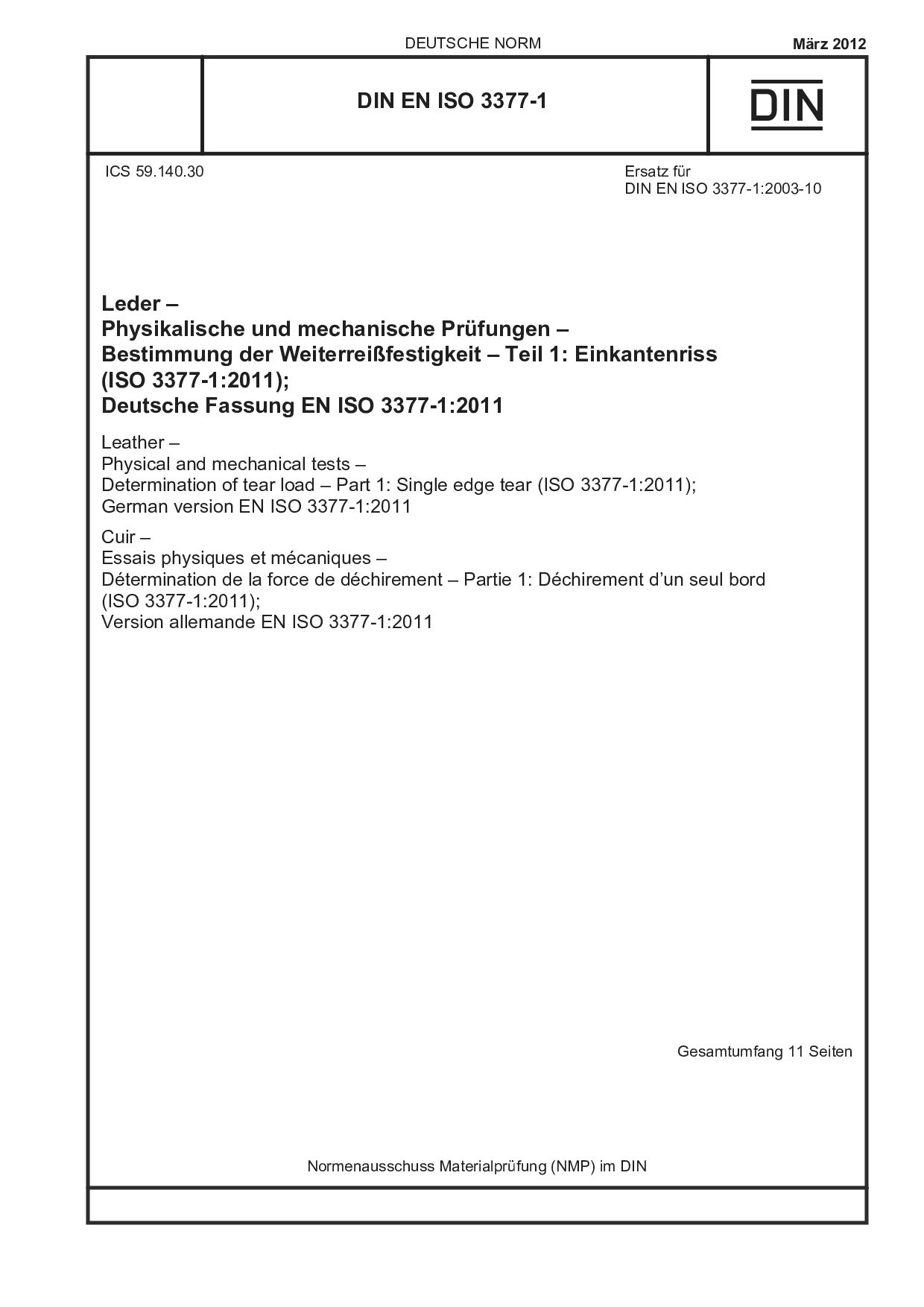 DIN EN ISO 3377-1:2012-03封面图