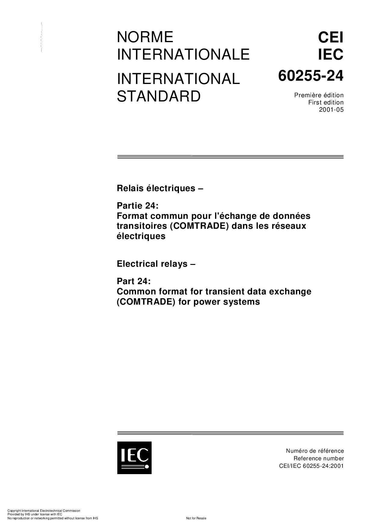 IEC 60255-24:2001封面图