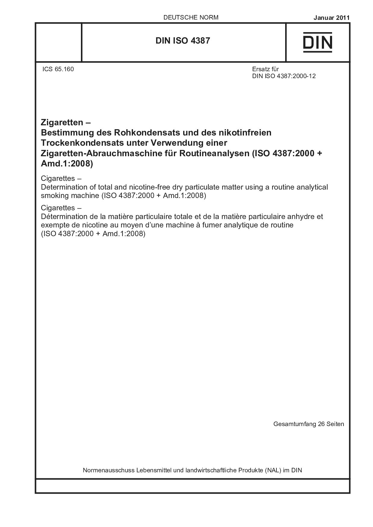 DIN ISO 4387:2011