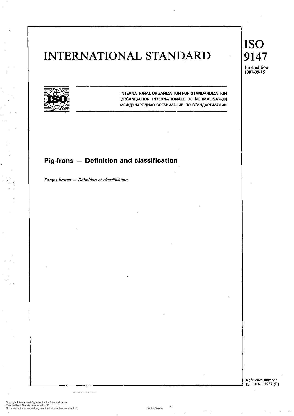 ISO 9147:1987封面图