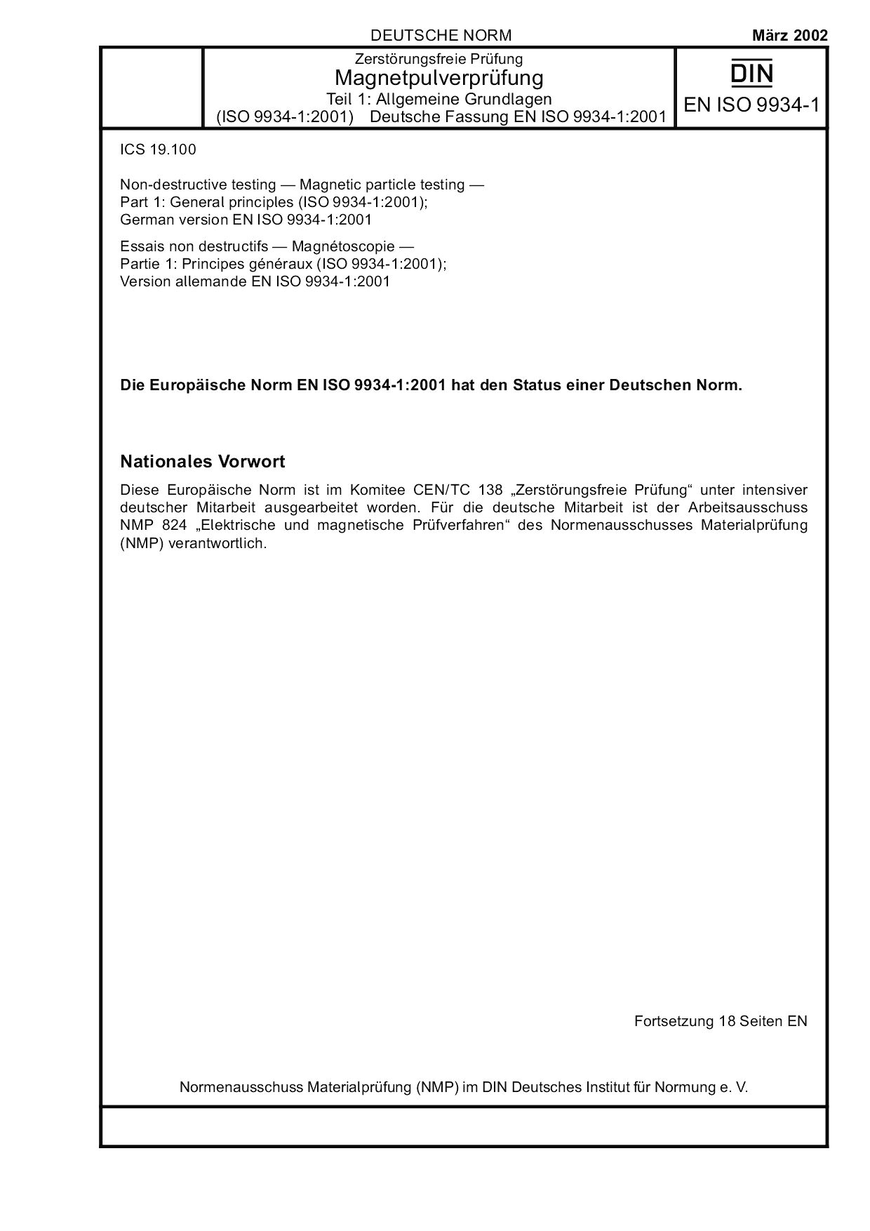 DIN EN ISO 9934-1:2002封面图