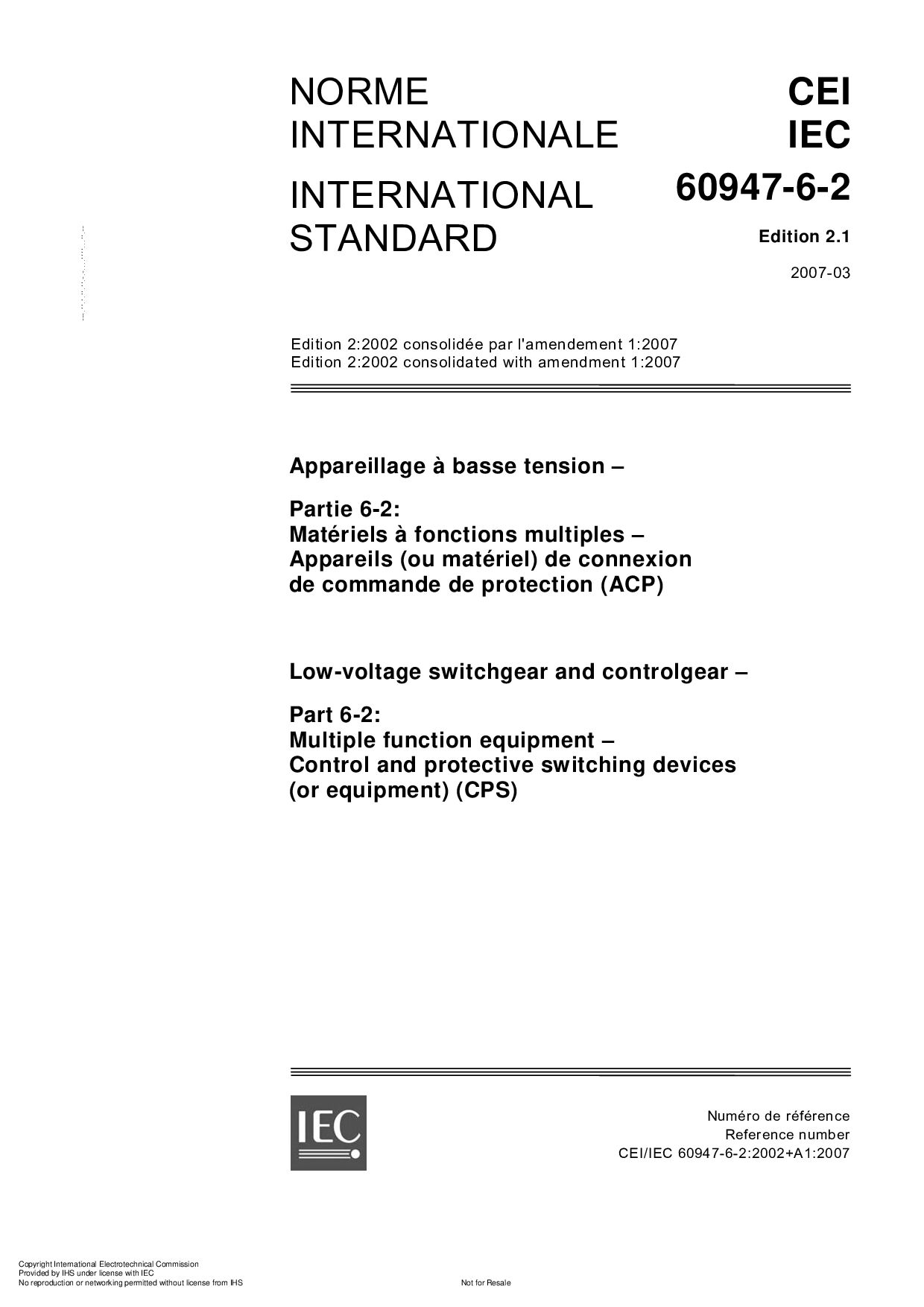 IEC 60947-6-2 Edition 2.1-2007