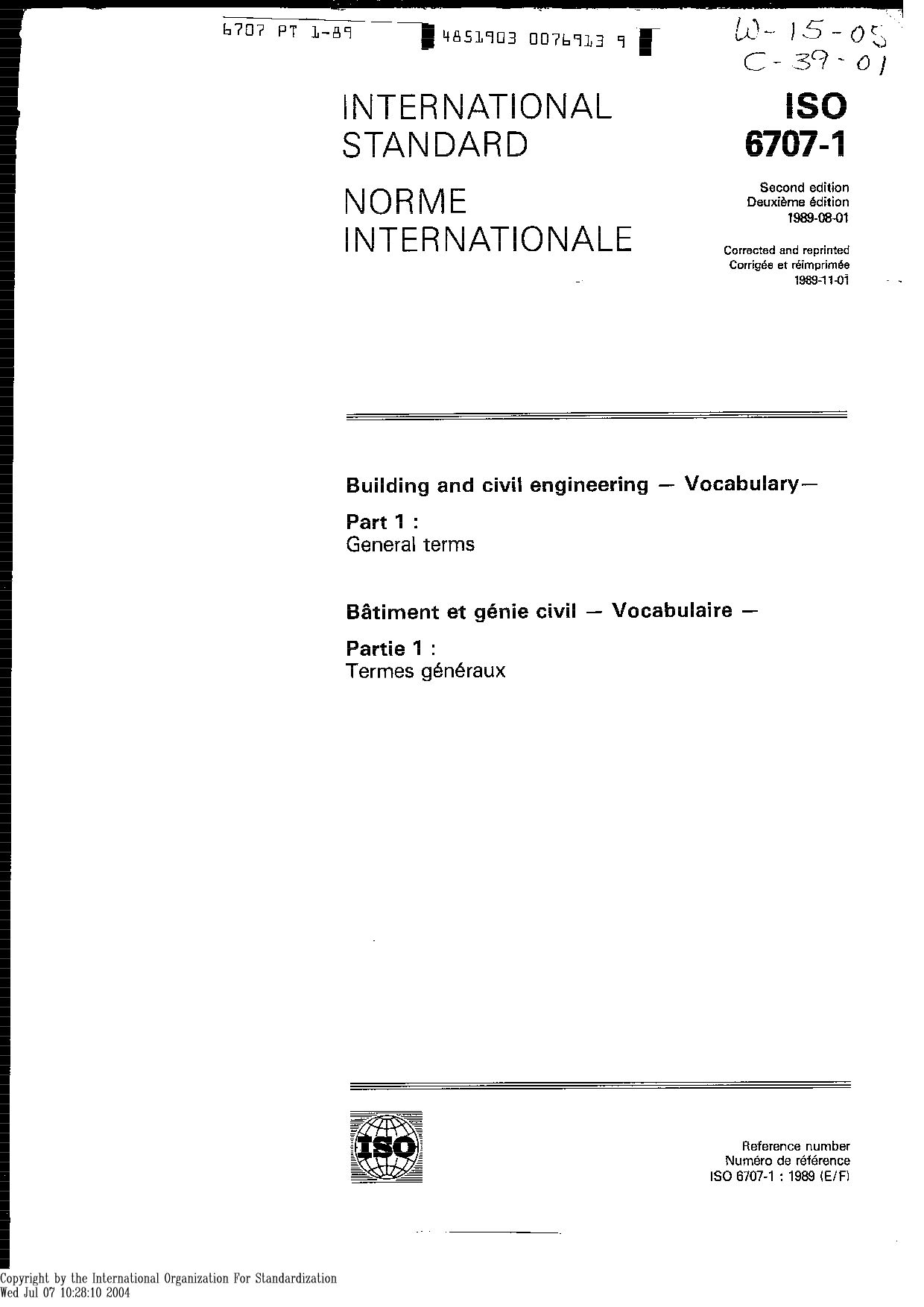 ISO 6707-1:1989封面图