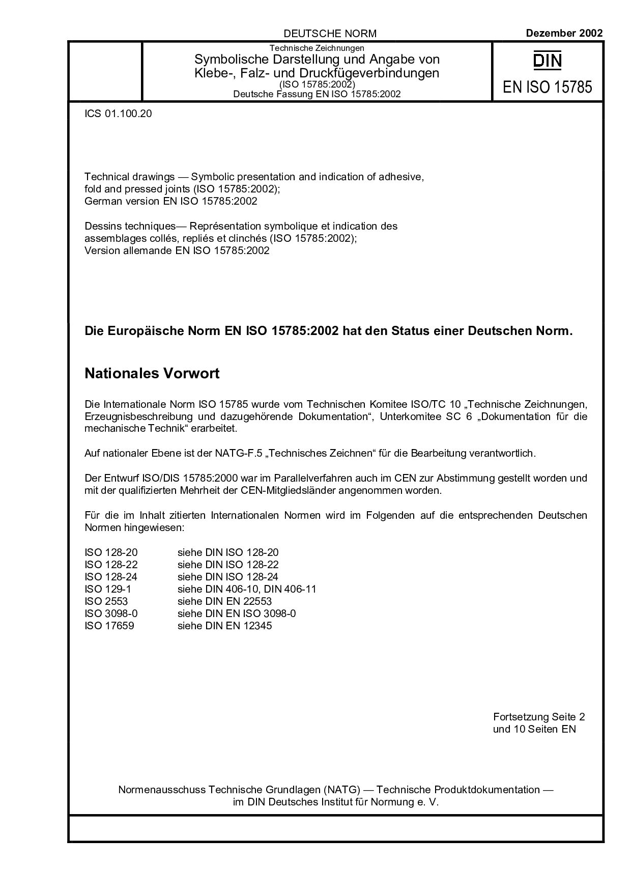 DIN EN ISO 15785:2002封面图