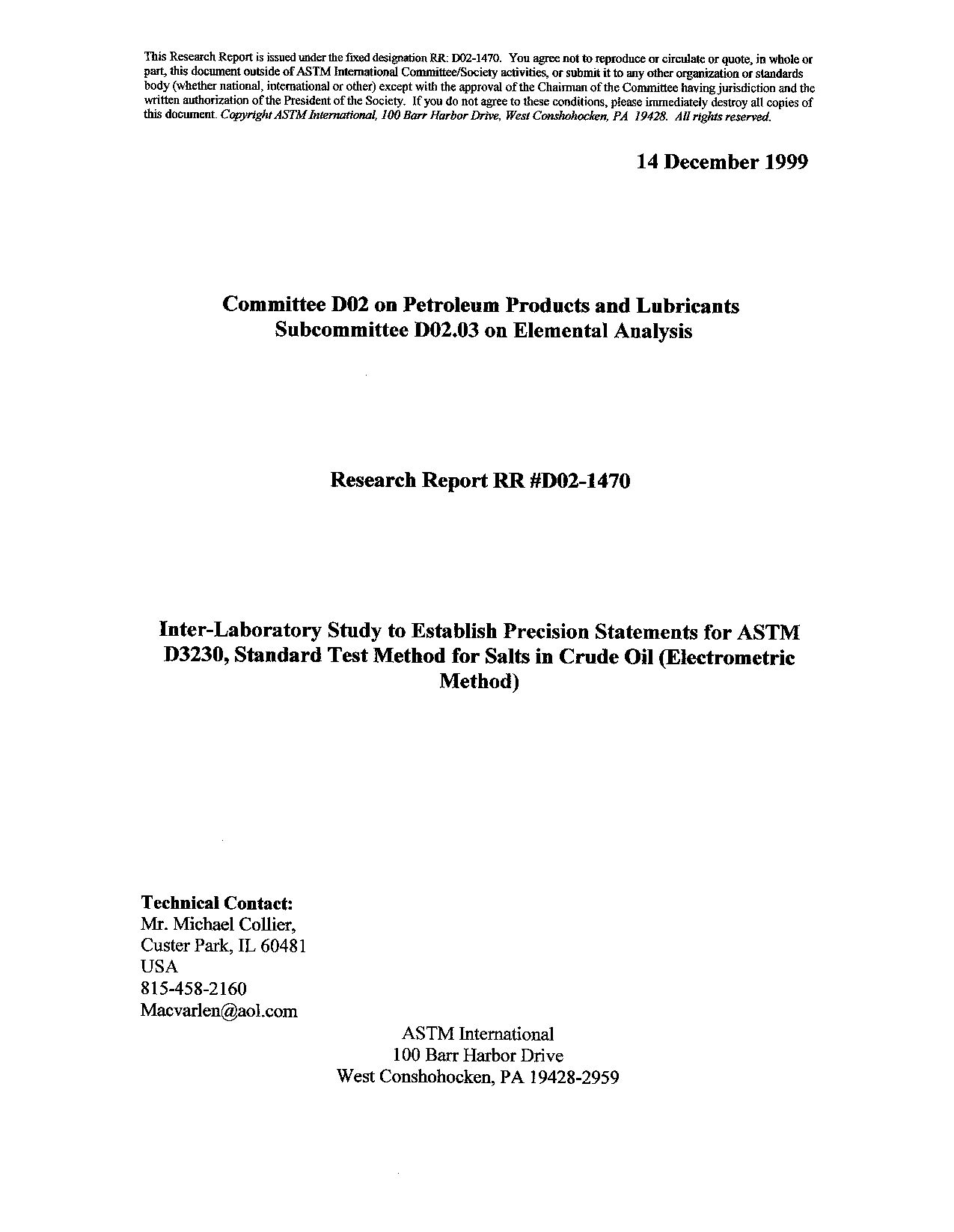 ASTM RR-D02-1470 1999封面图
