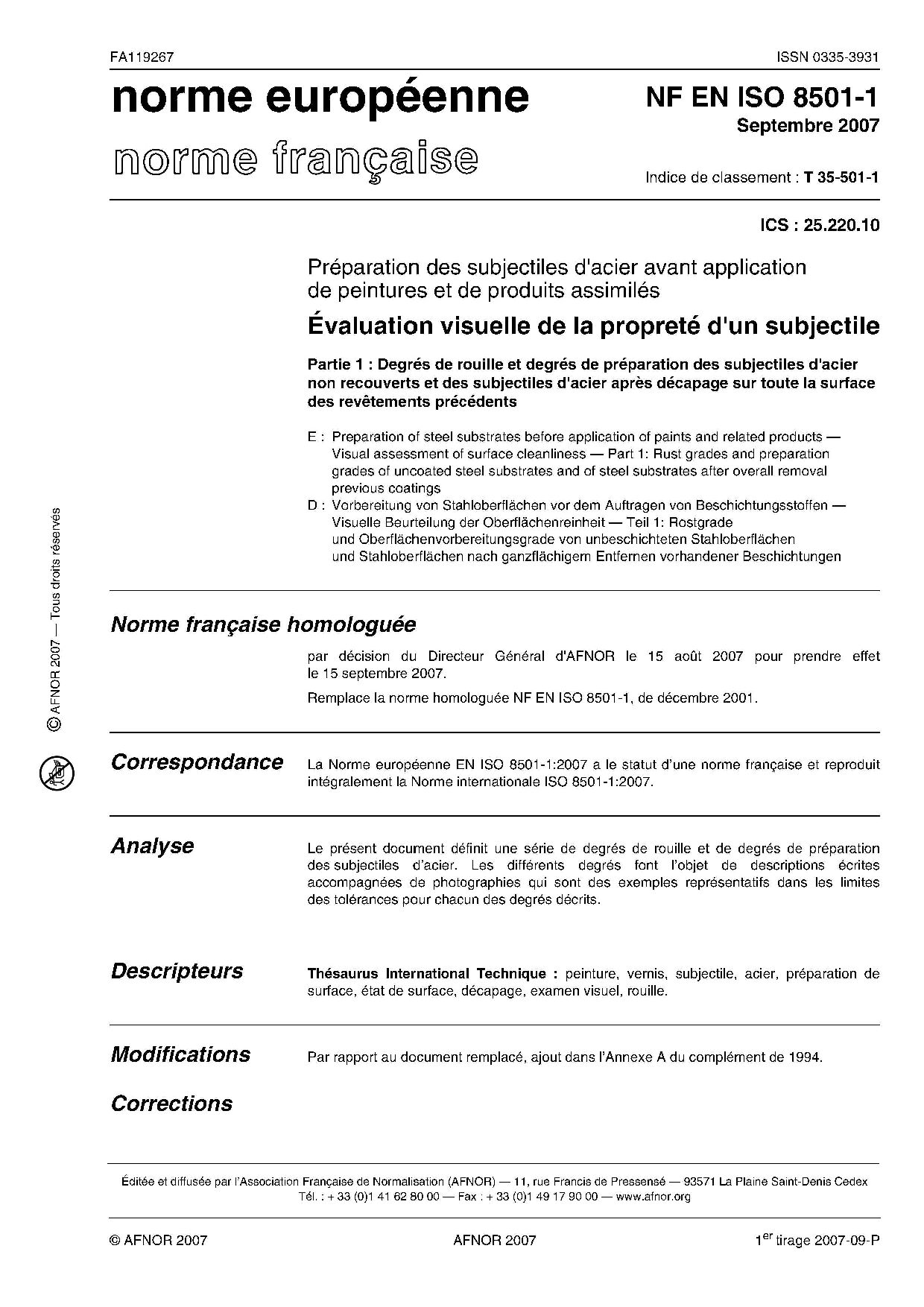 NF EN ISO 8501-1:2007封面图