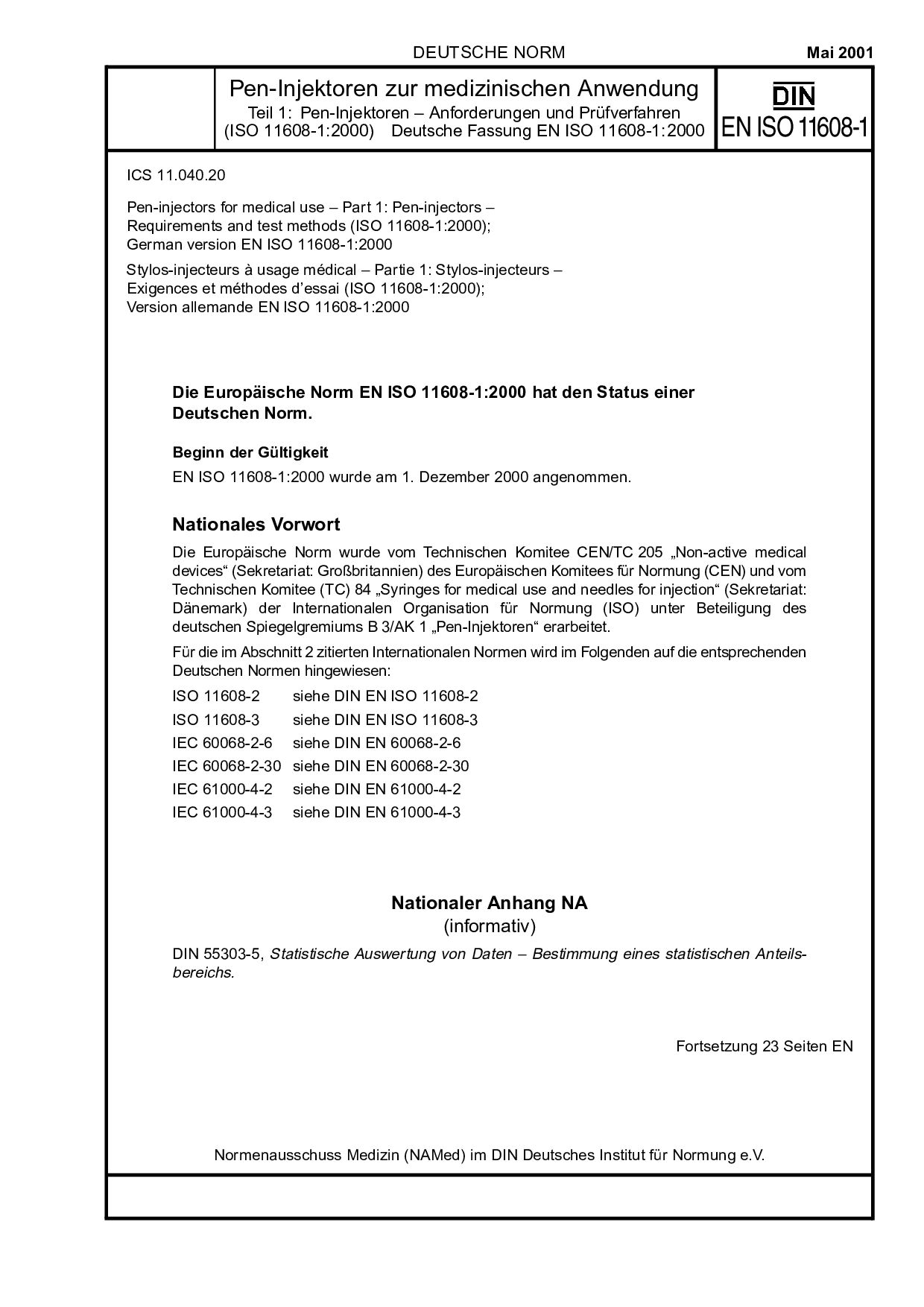 DIN EN ISO 11608-1:2001封面图