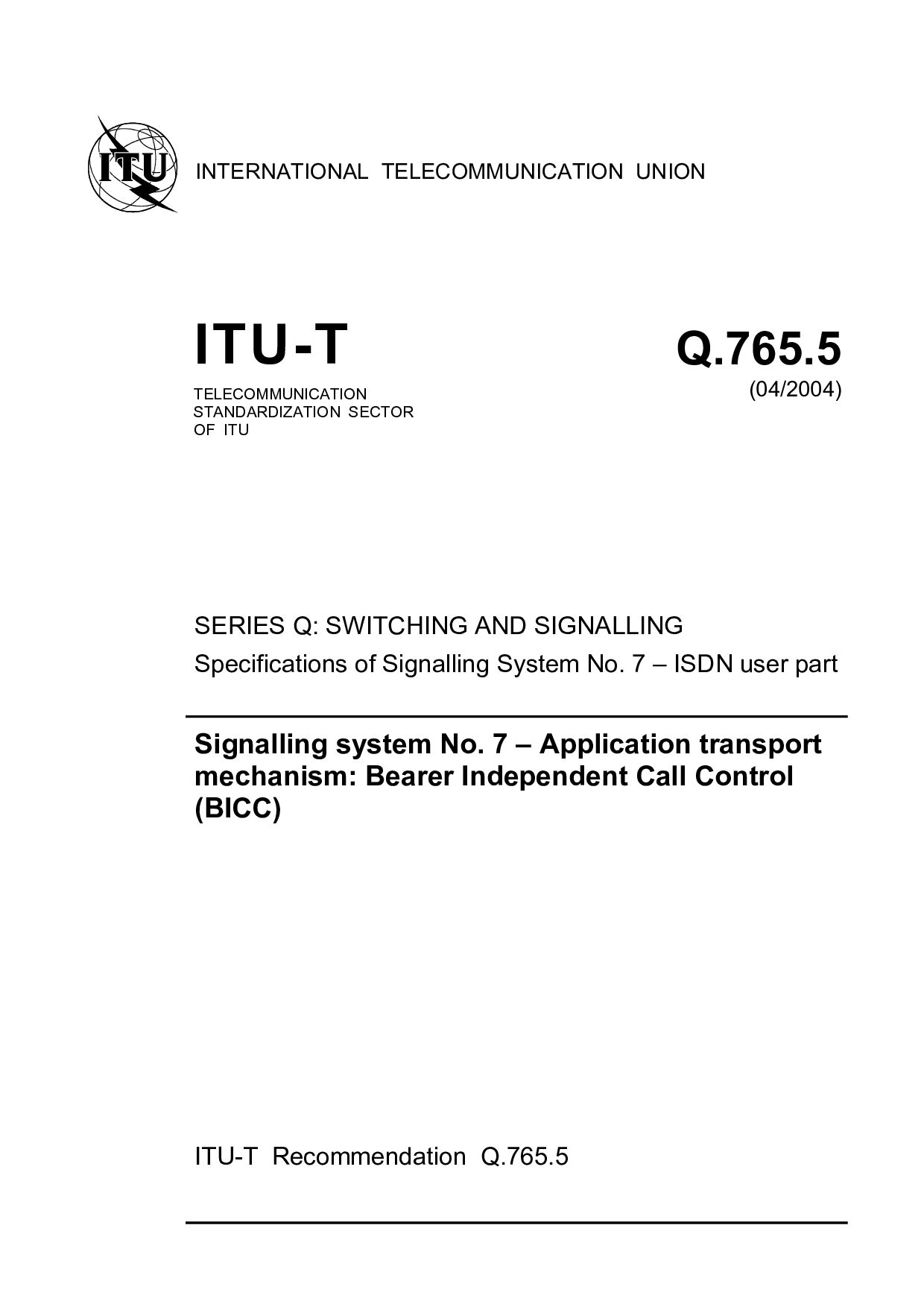 ITU-T Q.765.5-2004封面图