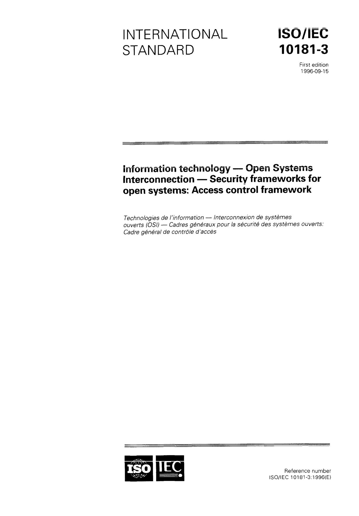 ISO/IEC 10181-3:1996封面图
