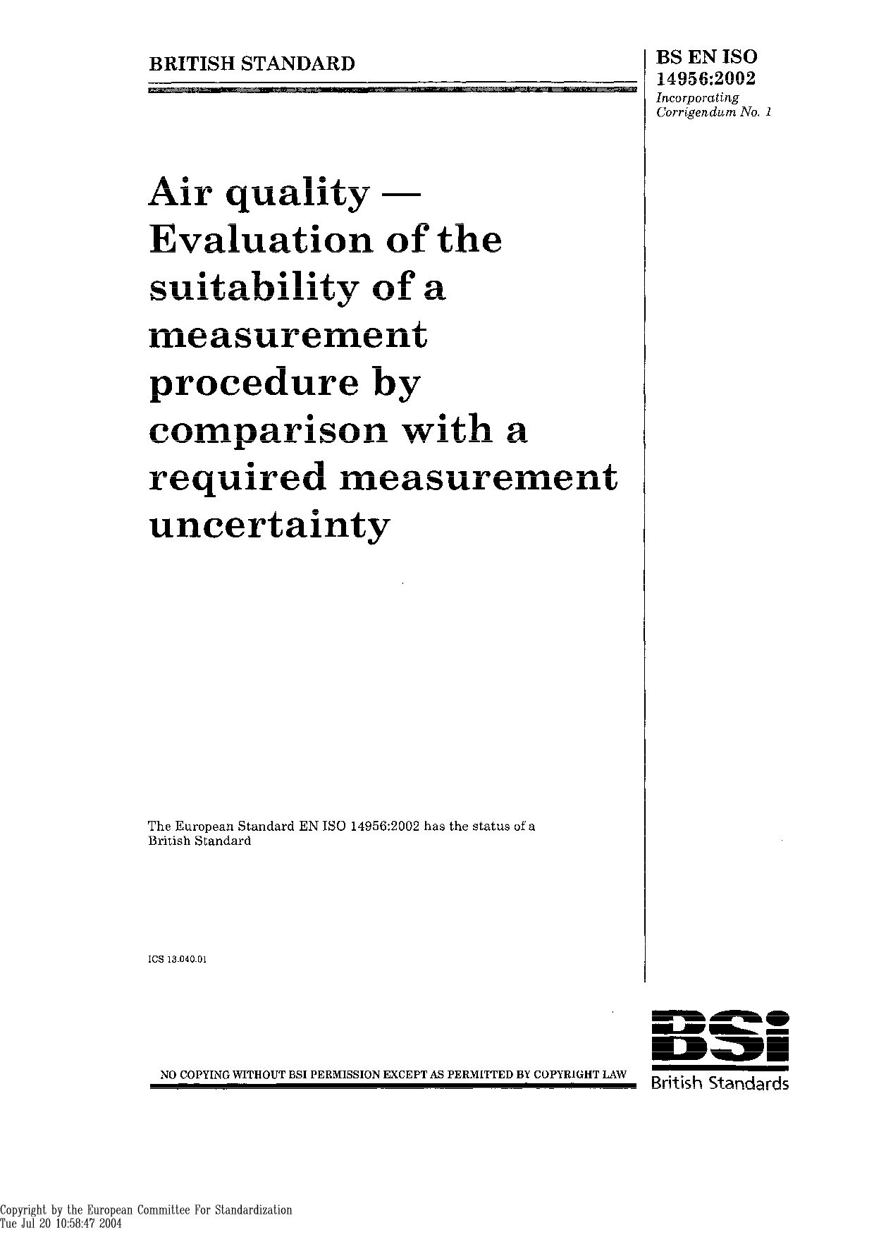 EN ISO 14956:2002封面图