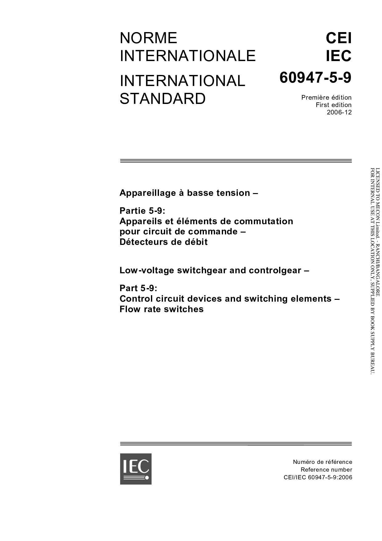 IEC 60947-5-9:2006封面图