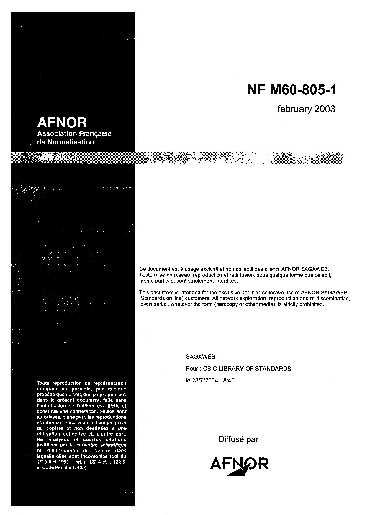 NF M60-805-1:2003