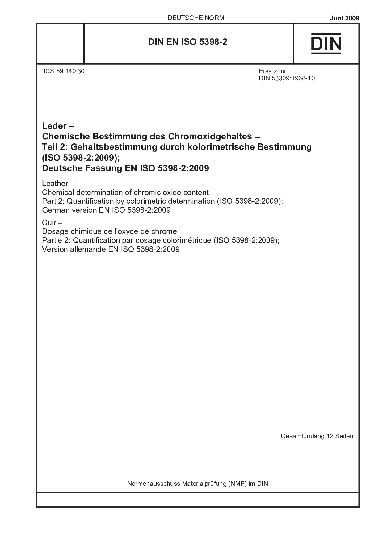 DIN EN ISO 5398-2:2009